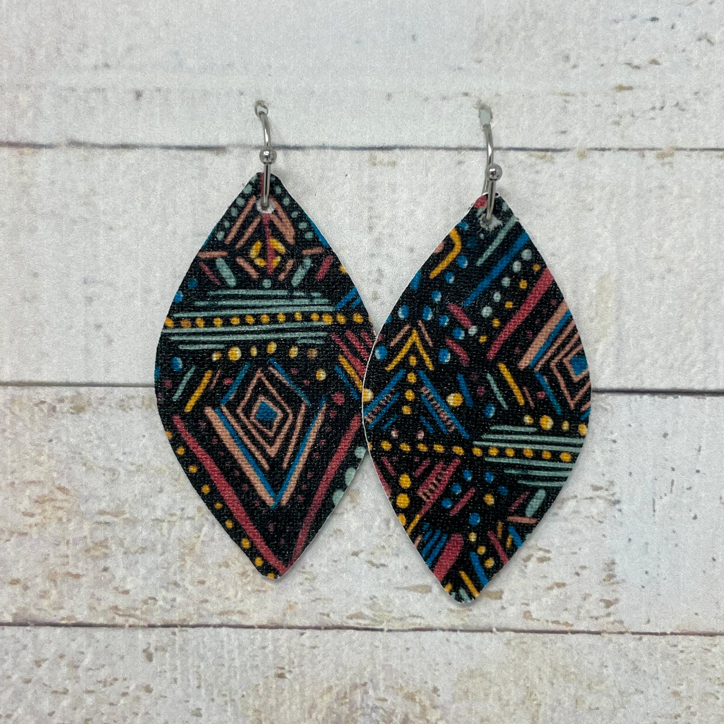 Summer Boho Black Small Scale Fabric Petal Earrings