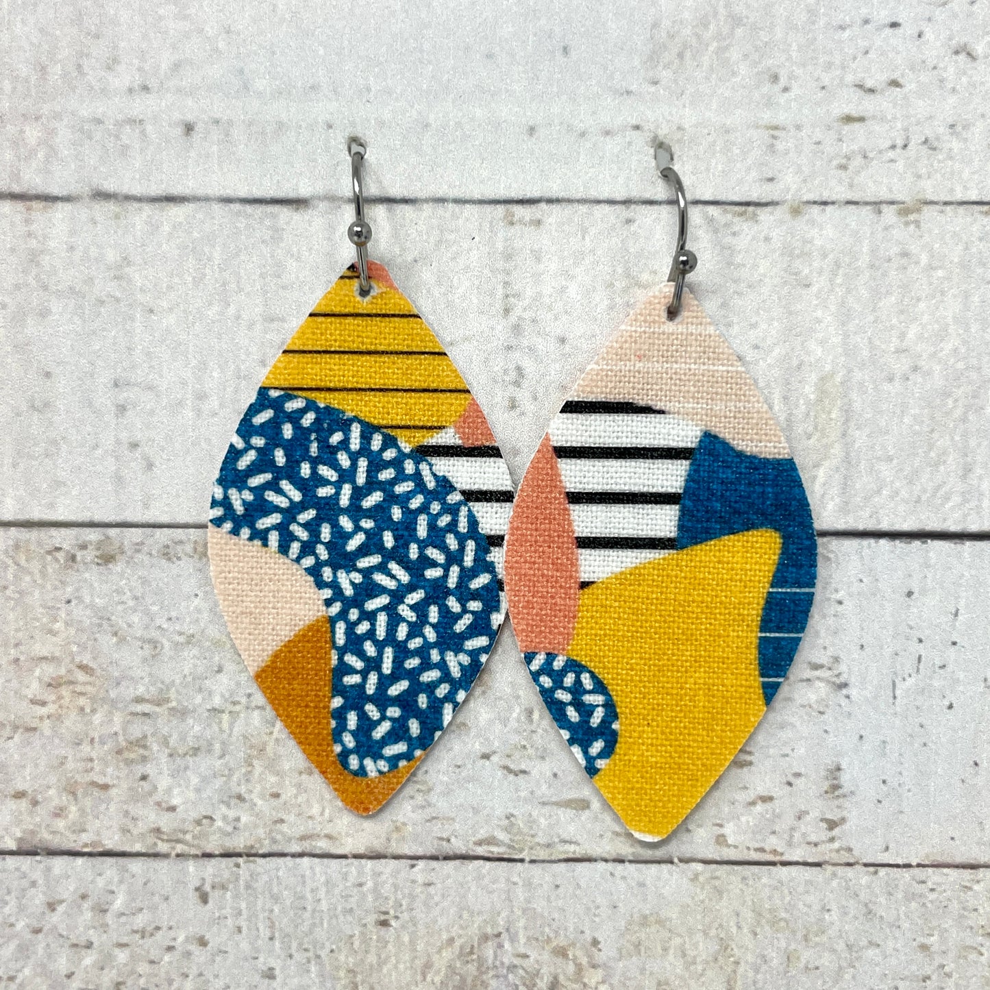 Bright Boho Striped Fabric Petal Earrings