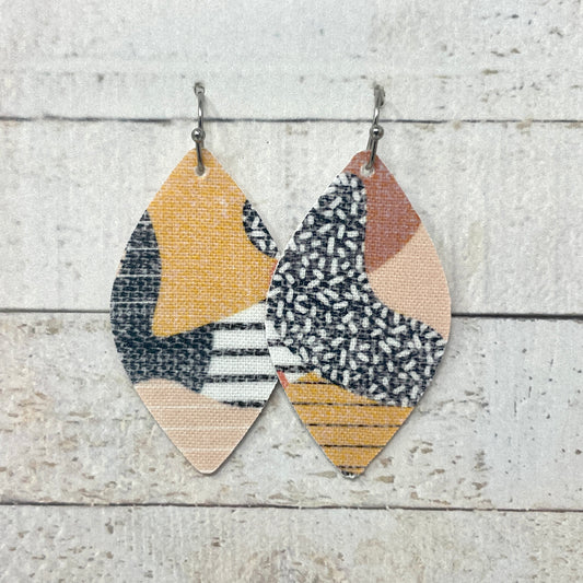 Peachy Boho Striped Fabric Petal Earrings