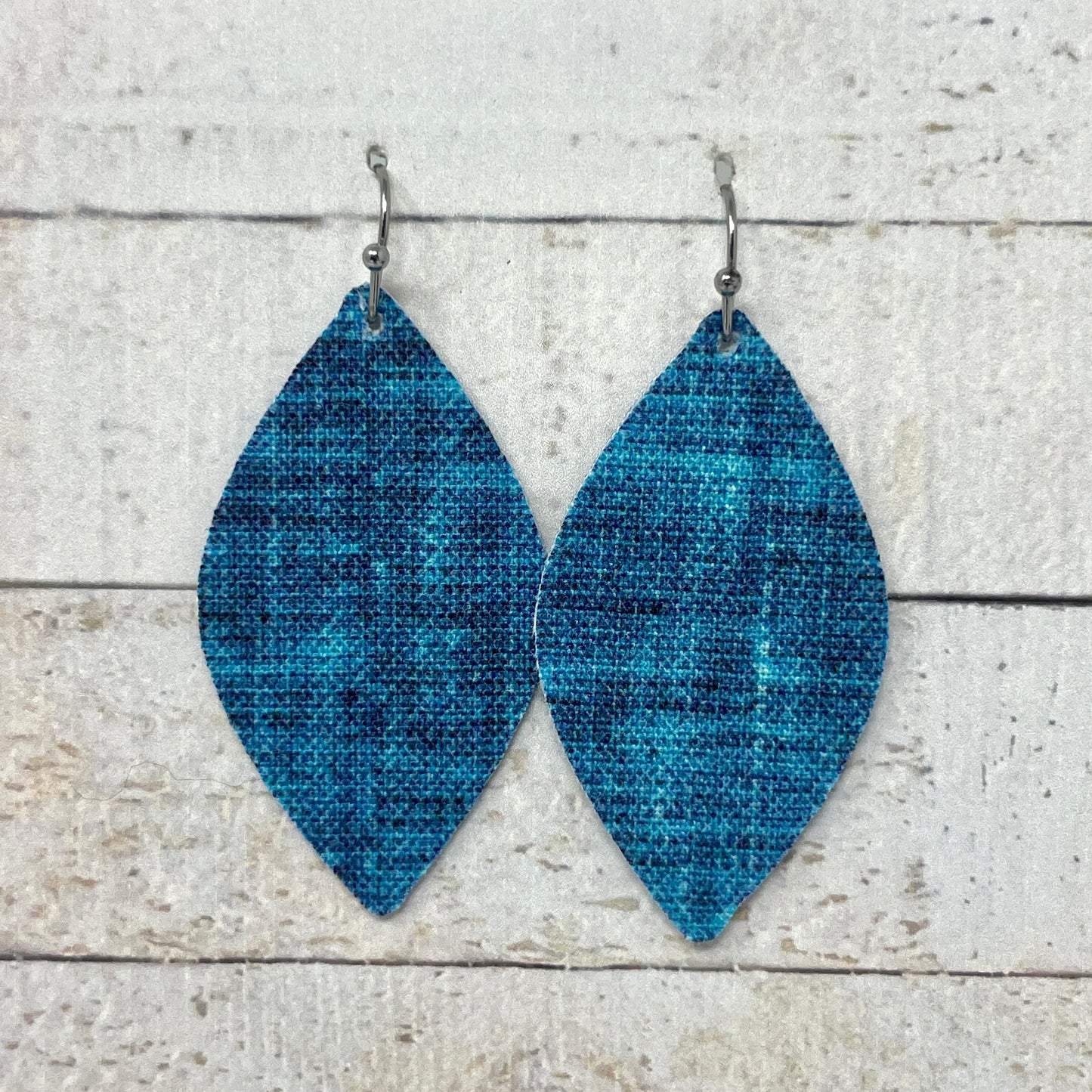 Bright Teal Fabric Petal Earrings