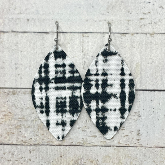 Black & White Fabric Petal Earrings