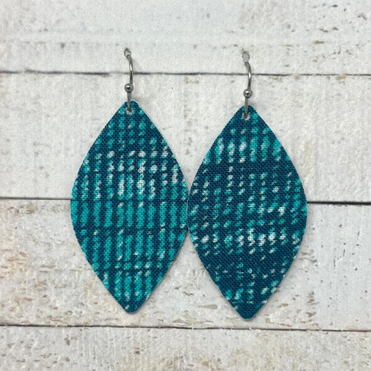 Turquoise & Teal Speckled Fabric Petal Earrings