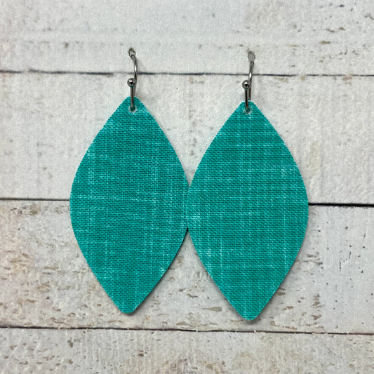 Bright Turquoise Fabric Petal Earrings