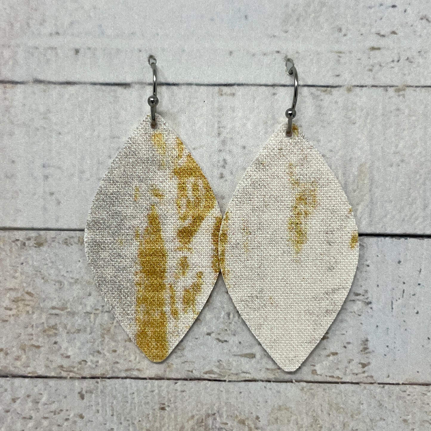 Ivory & Gold Fabric Petal Earrings