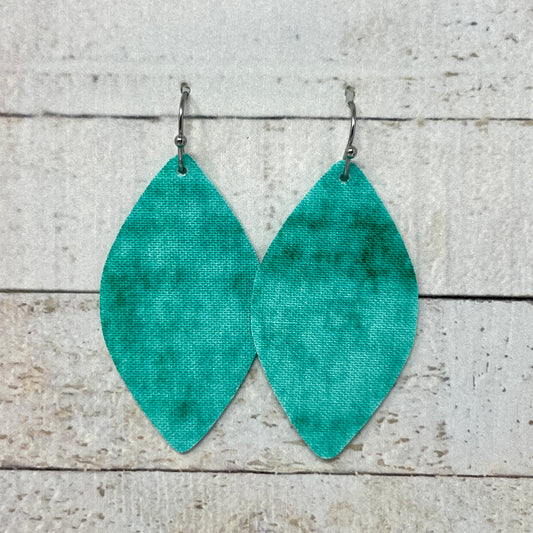 Minty Blue Fabric Petal Earrings