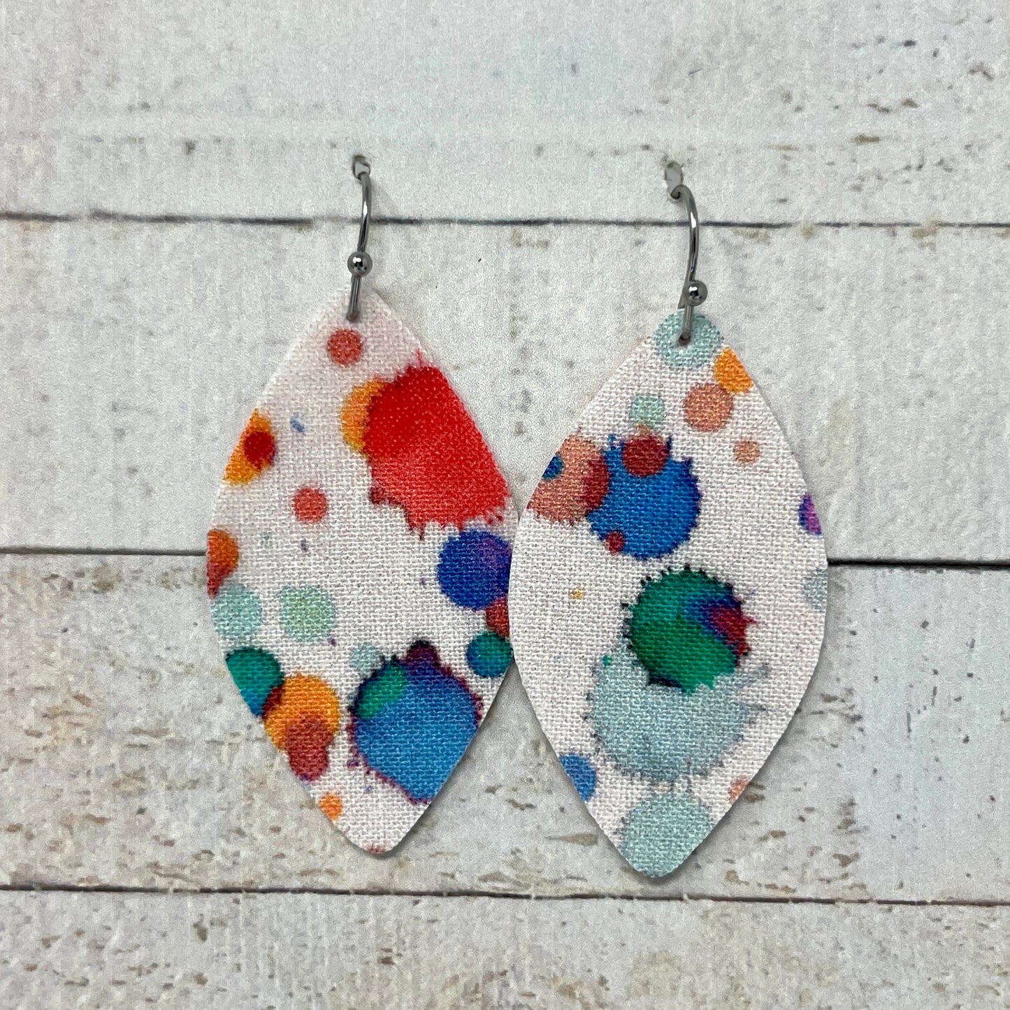 Watercolor Splotches Fabric Petal Earrings