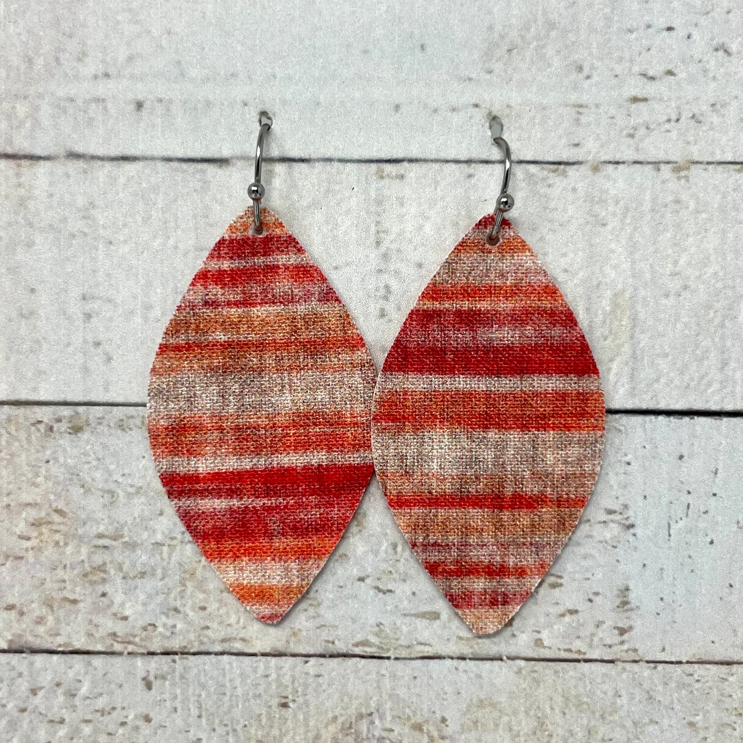 Fall Stripes Fabric Petal Earrings