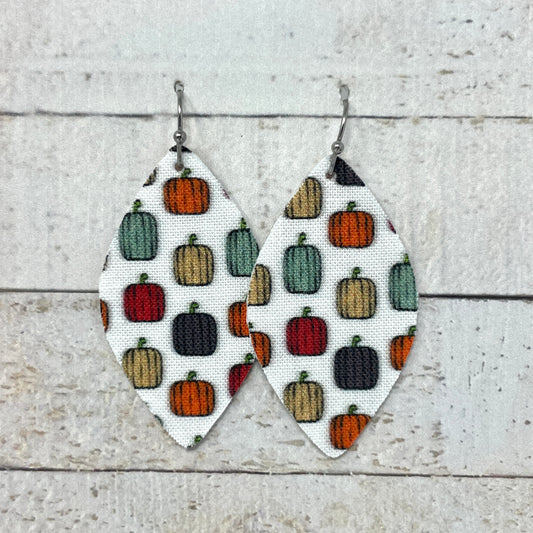 Pumpkins on White Fabric Petal Earrings