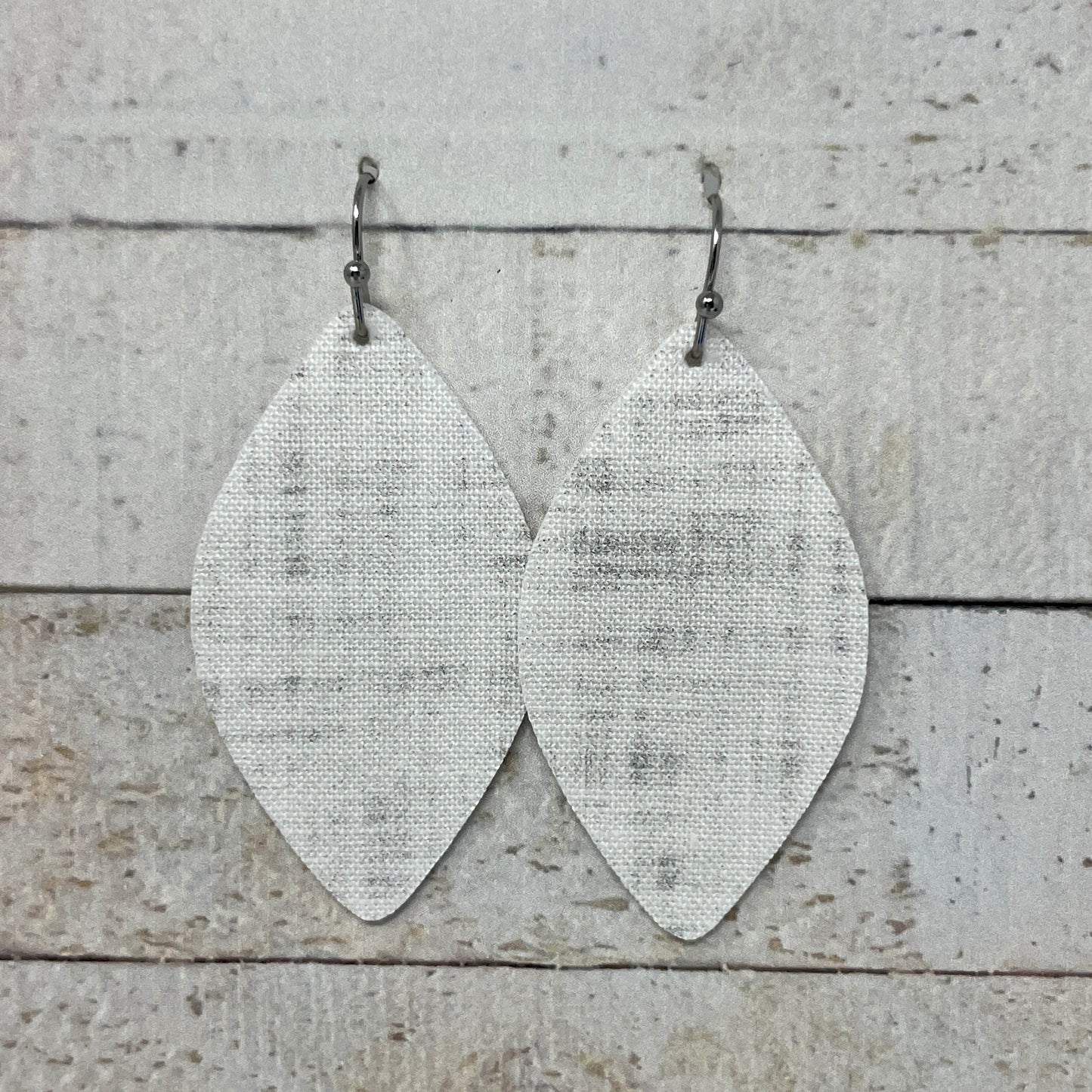 White & Gray Fabric Petal Earrings