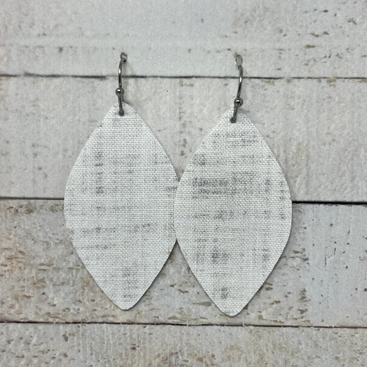 White & Gray Fabric Petal Earrings