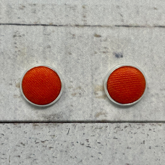 Bright Orange Fabric Stud Earrings