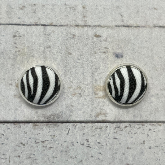 Zebra Fabric Stud Earrings