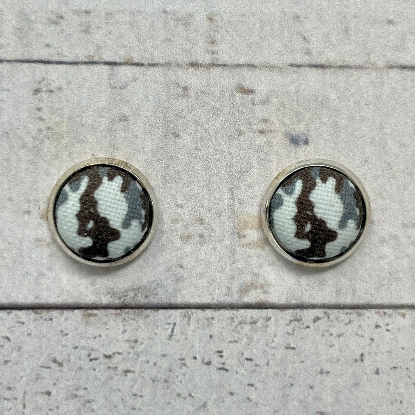 Digital Camouflage Fabric Stud Earrings