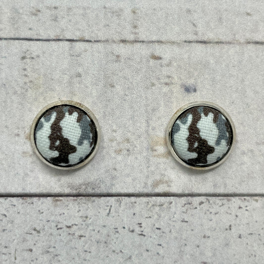 Digital Camouflage Fabric Stud Earrings