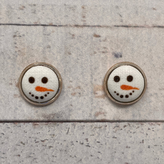 Snowman Fabric Stud Earrings