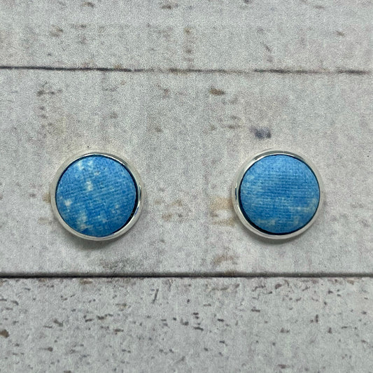 Sky Blue Fabric Stud Earrings