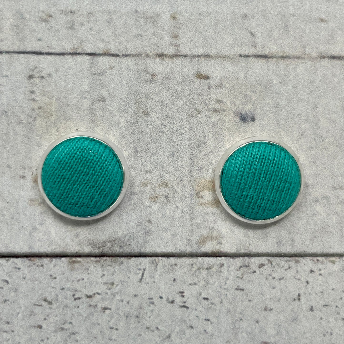 Sea Green Fabric Stud Earrings