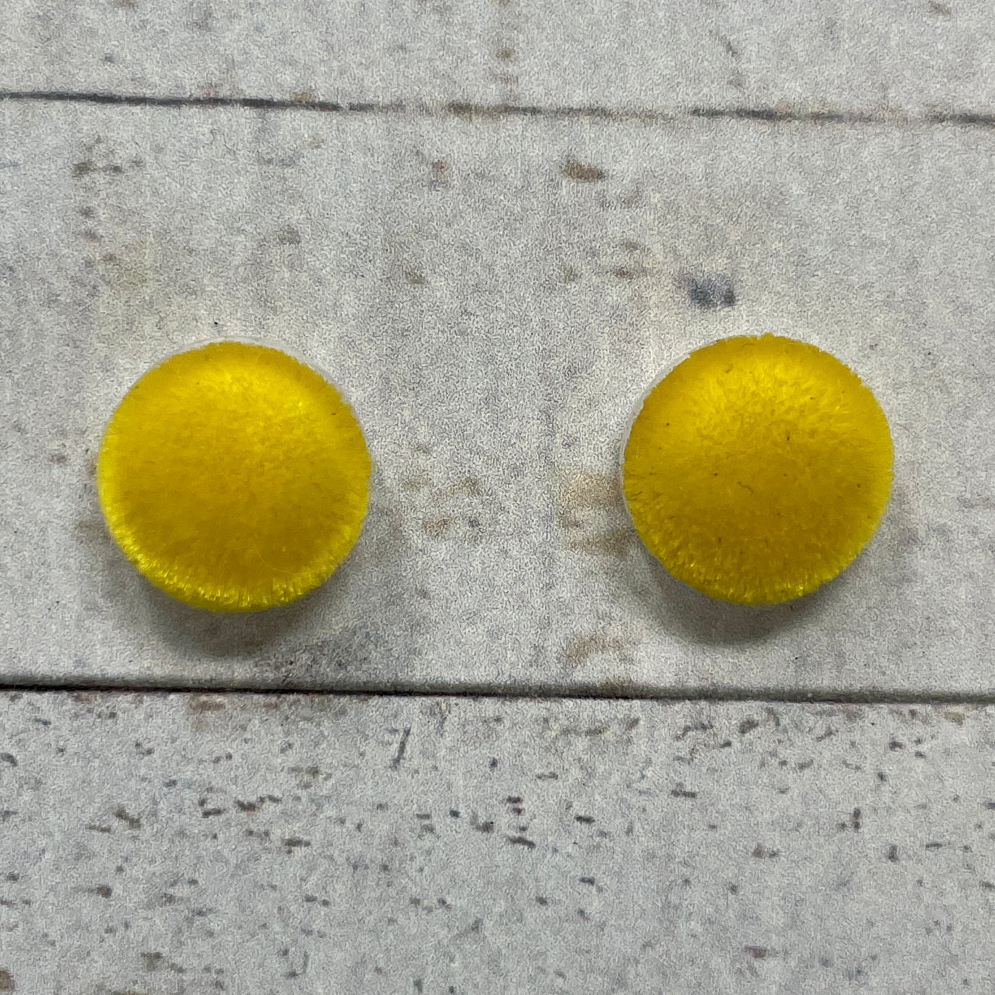 Yellow Fuzzy Fabric Stud Earrings