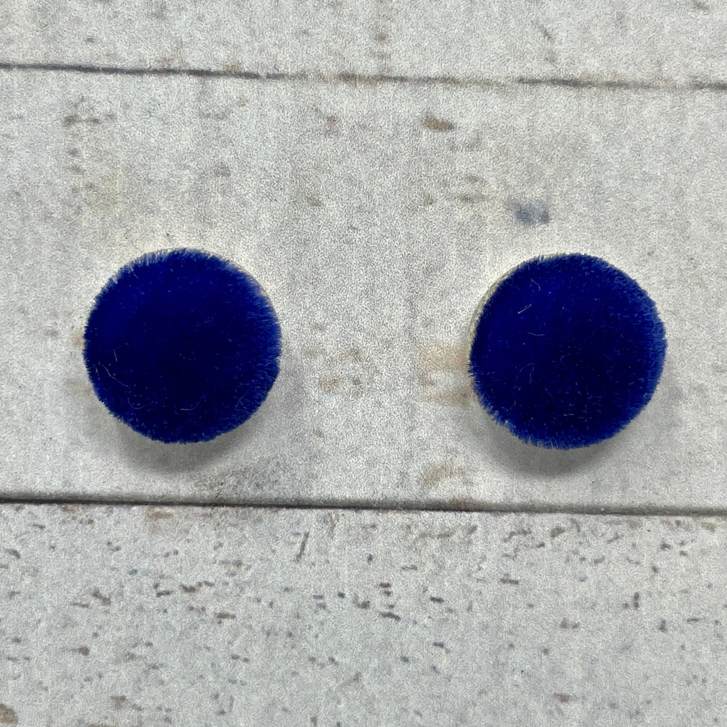 Blue Fuzzy Fabric Stud Earrings