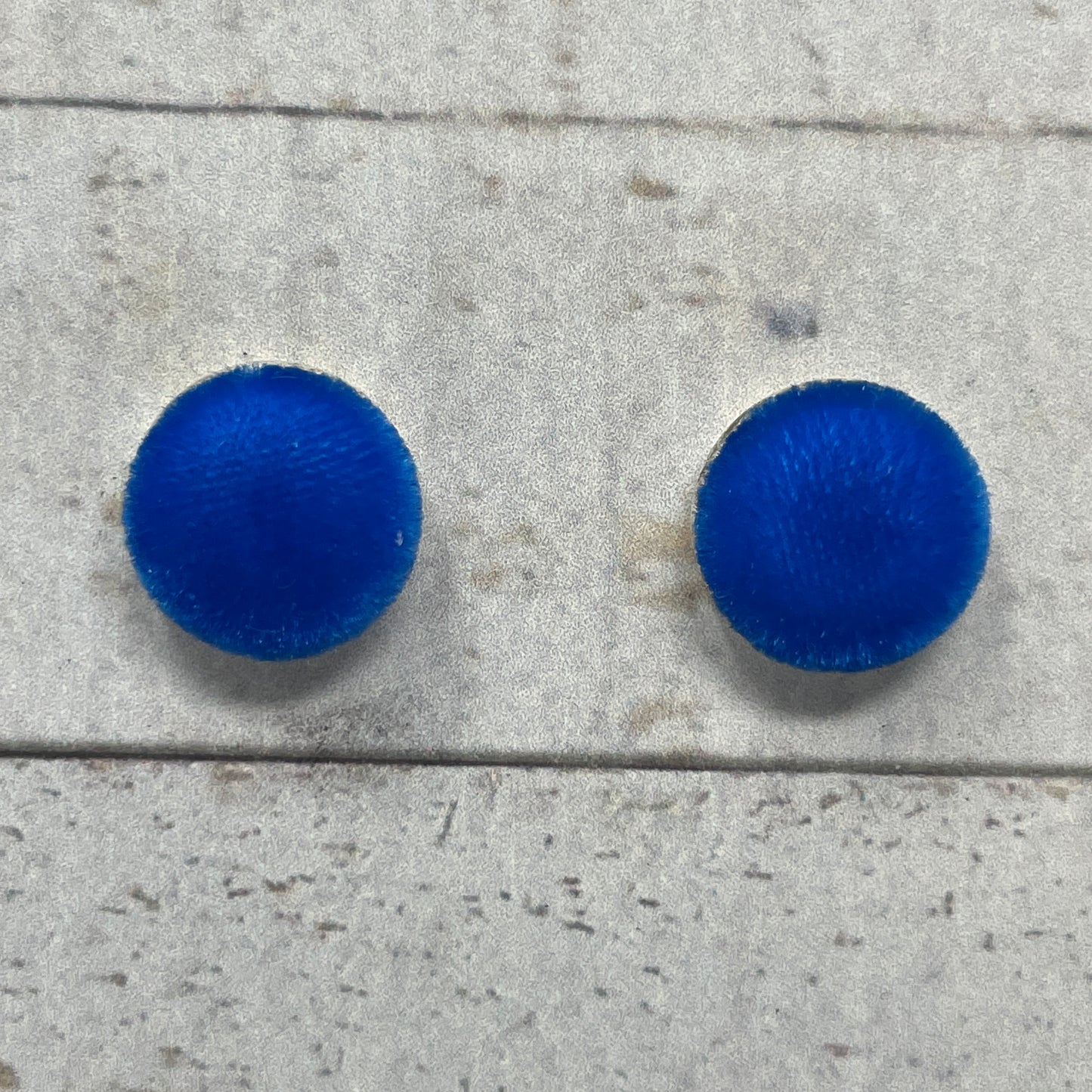 Bright Blue Fabric Stud Earrings