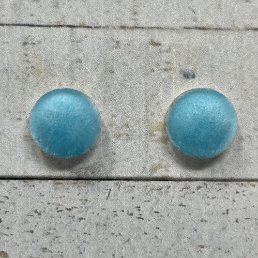 Light Blue Fuzzy Fabric Stud Earrings