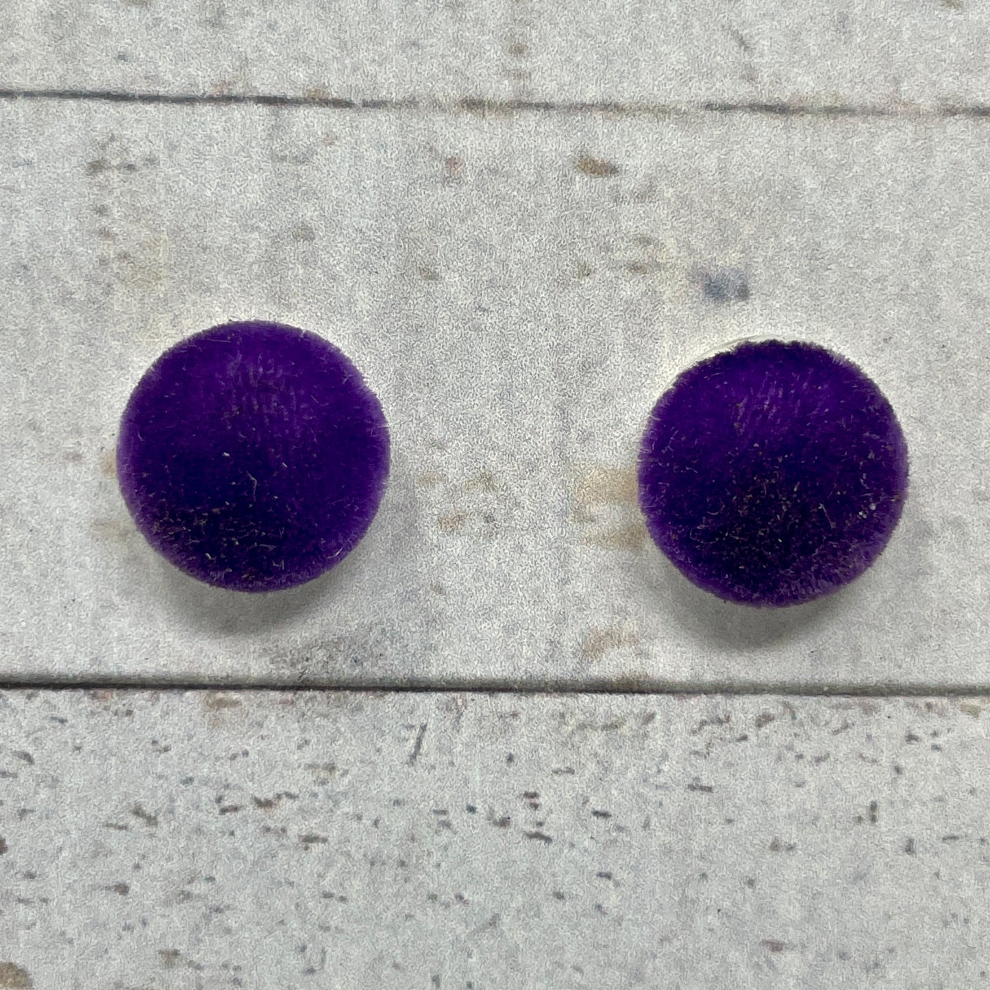 Dark Purple Fuzzy Fabric Stud Earrings