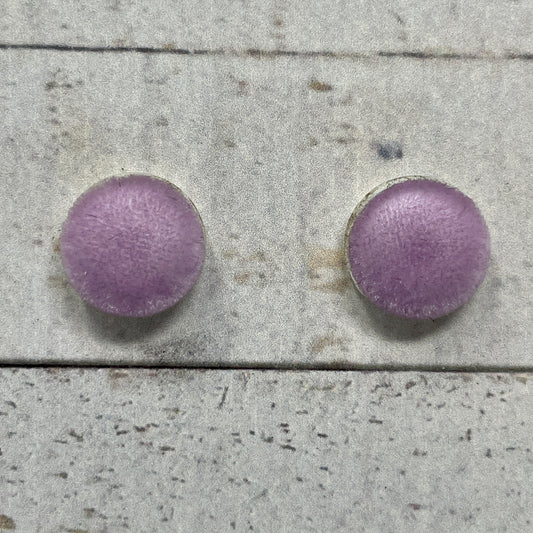 Light Purple Fuzzy Fabric Stud Earrings