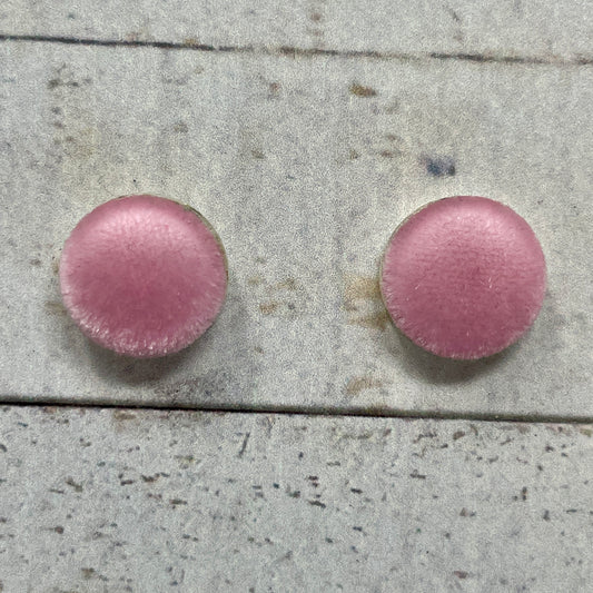 Light Pink Fuzzy Fabric Stud Earrings