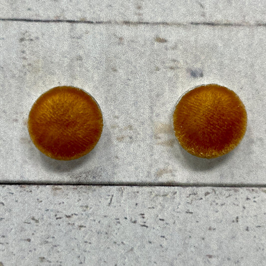 Caramel Fuzzy Fabric Stud Earrings