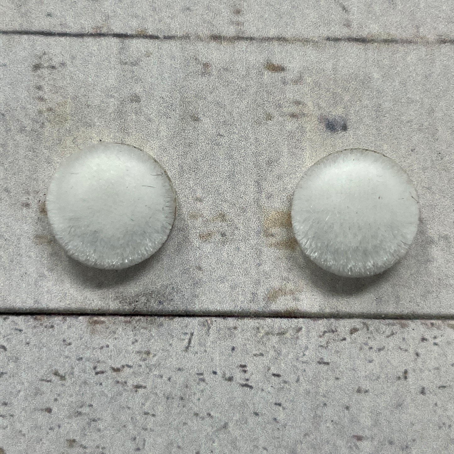 White Fuzzy Fabric Stud Earrings