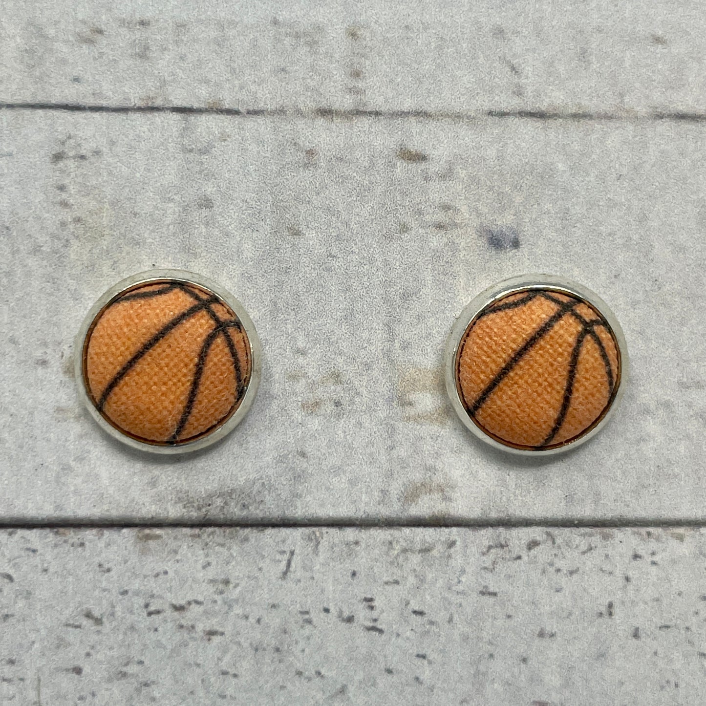 Basketball Fabric Stud Earrings