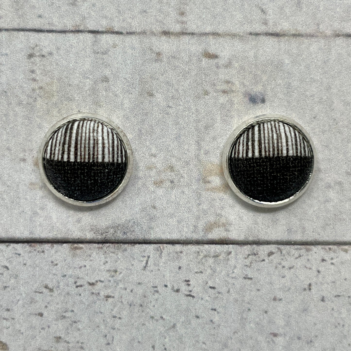 Black Half Moon Fabric Stud Earrings