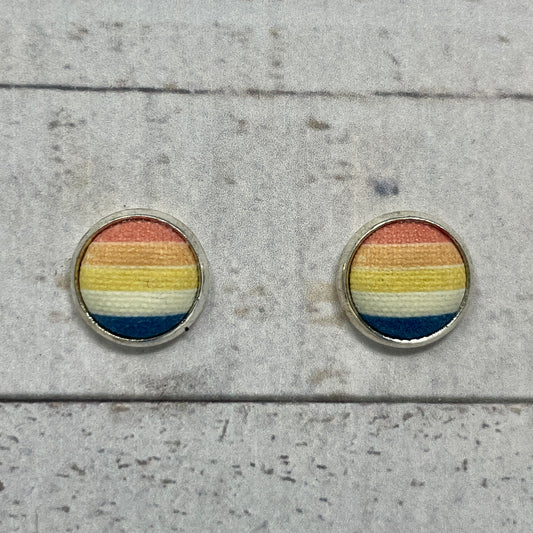 Retro Striped Fabric Stud Earrings