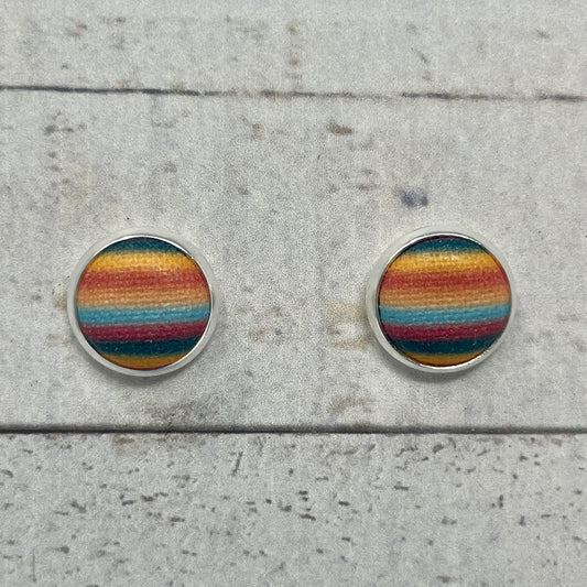 Italy Inspired Striped Fabric Stud Earrings