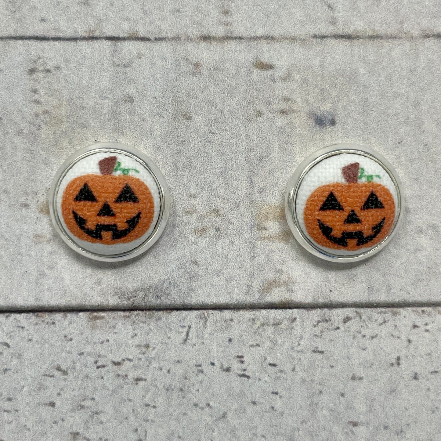 Jack-O-Lantern Fabric Stud Earrings