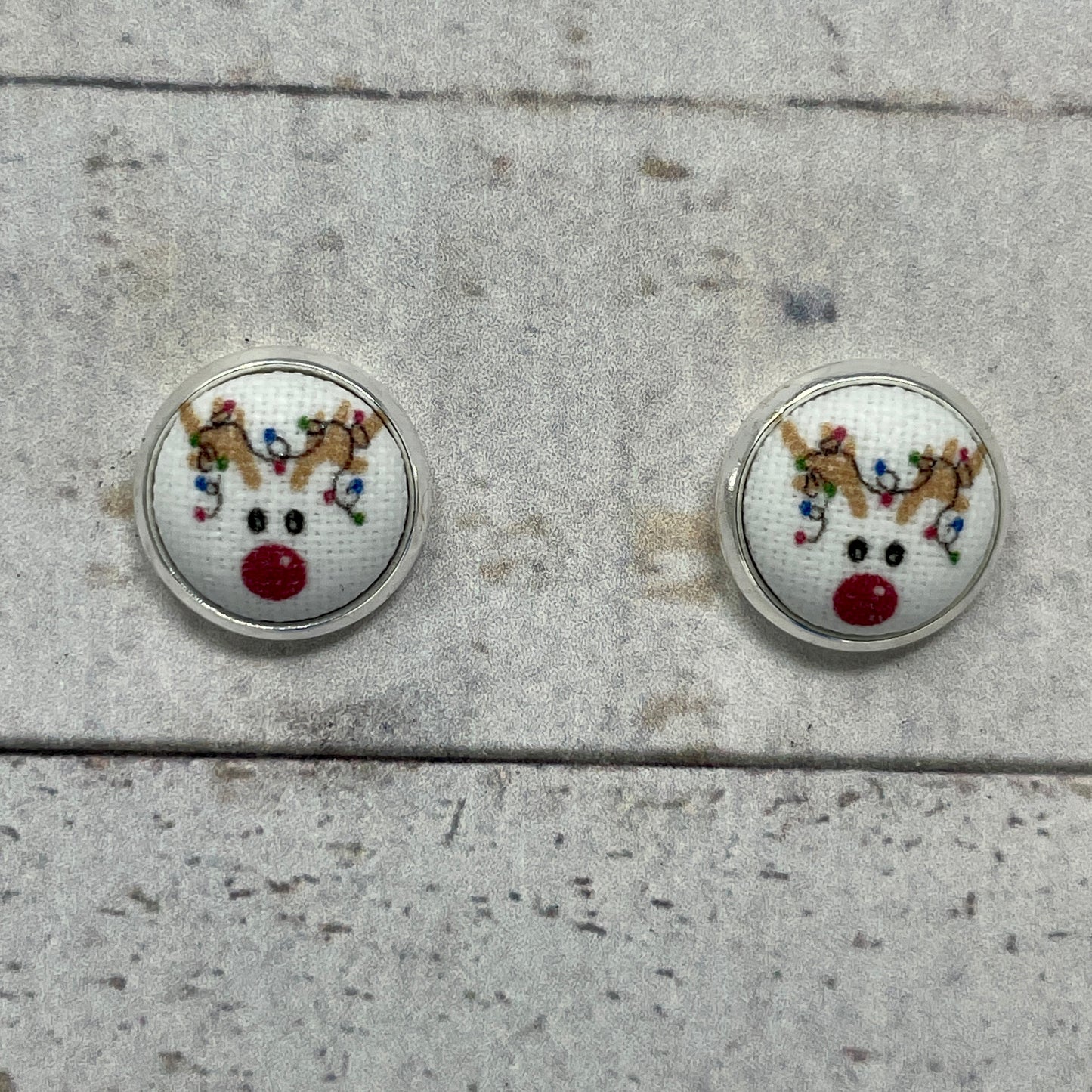 Reindeer Fabric Stud Earrings