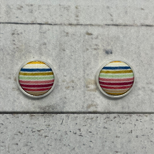 Spring Striped Fabric Stud Earrings