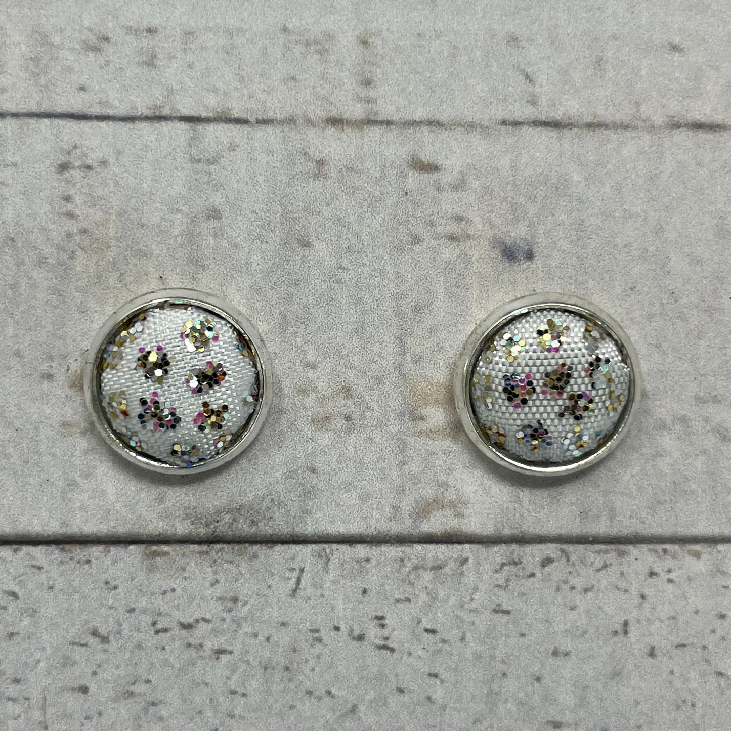 Glitter Dots Fabric Stud Earrings