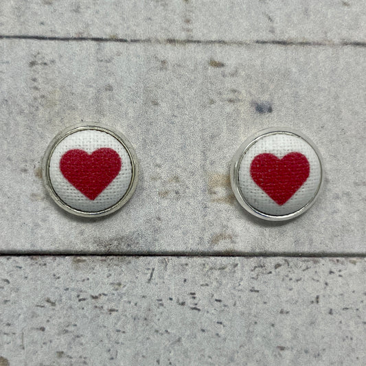 Heart Fabric Stud Earrings