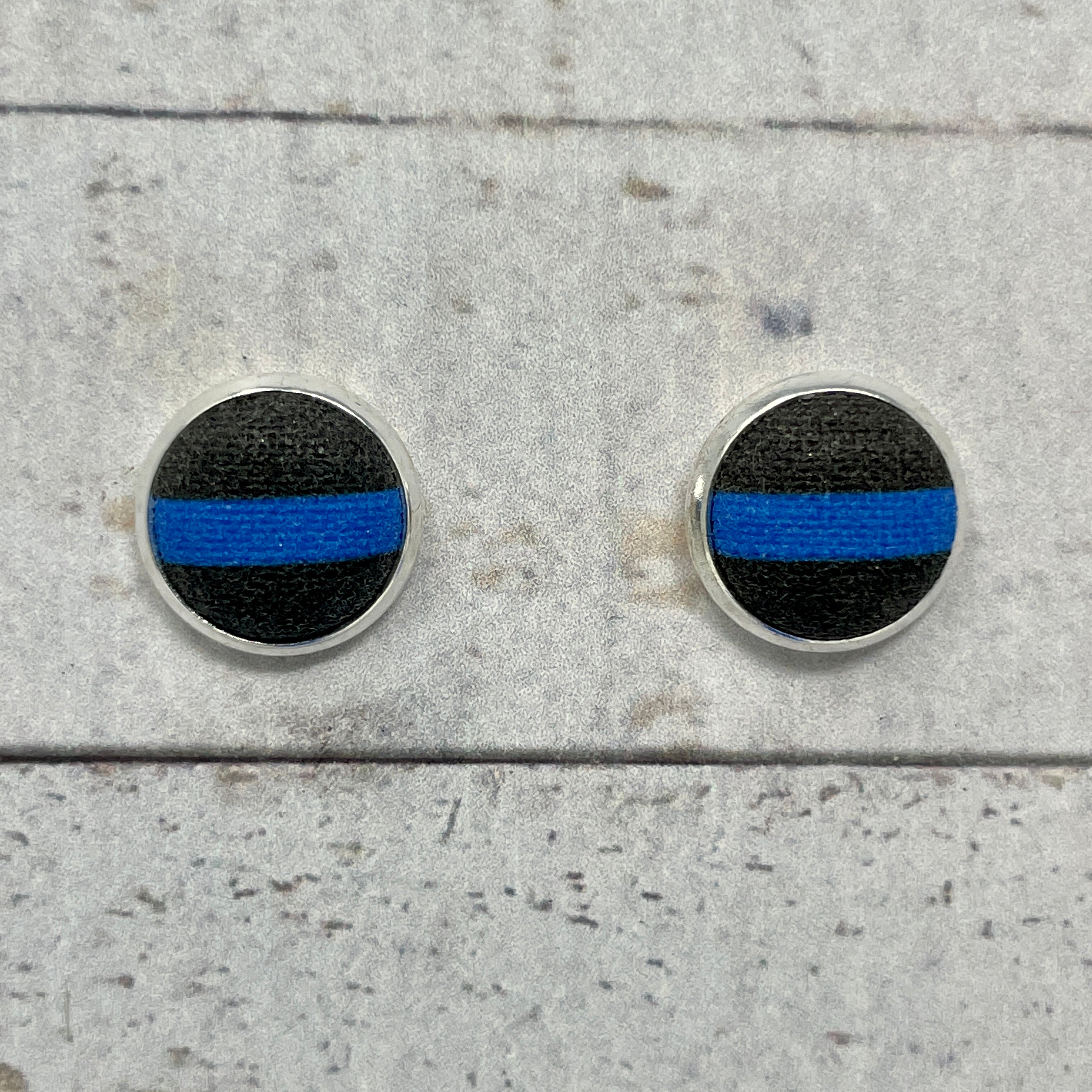 Thin blue sale line earrings