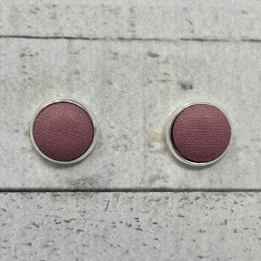 Mauve Fabric Stud Earrings