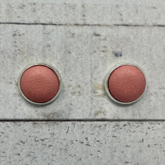 Pale Pink Fabric Stud Earrings