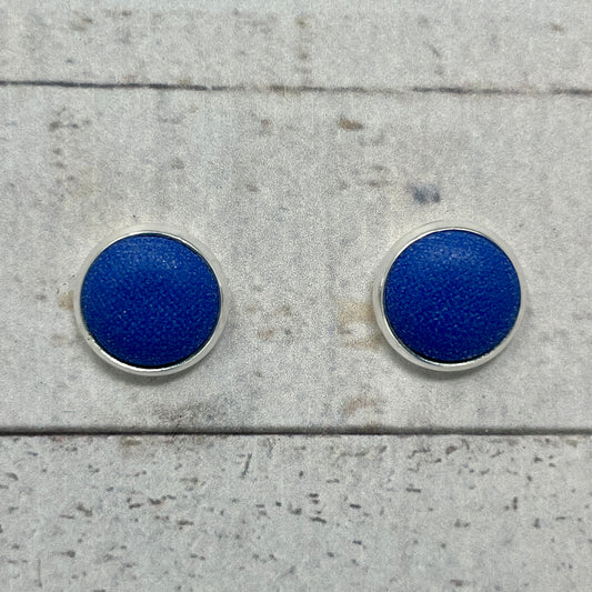 Blue Fabric Stud Earrings