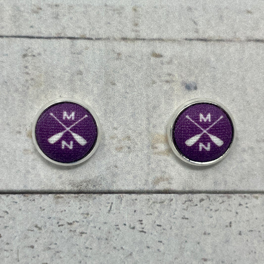 Purple MN Paddle Fabric Stud Earrings