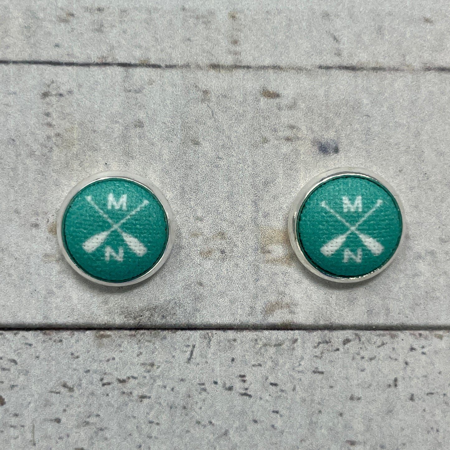 Mint MN Paddle Fabric Stud Earrings