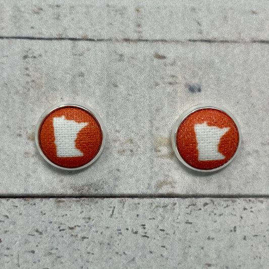 Orange Minnesota Fabric Stud Earrings