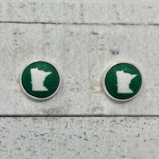 Dark Green Minnesota Fabric Stud Earrings