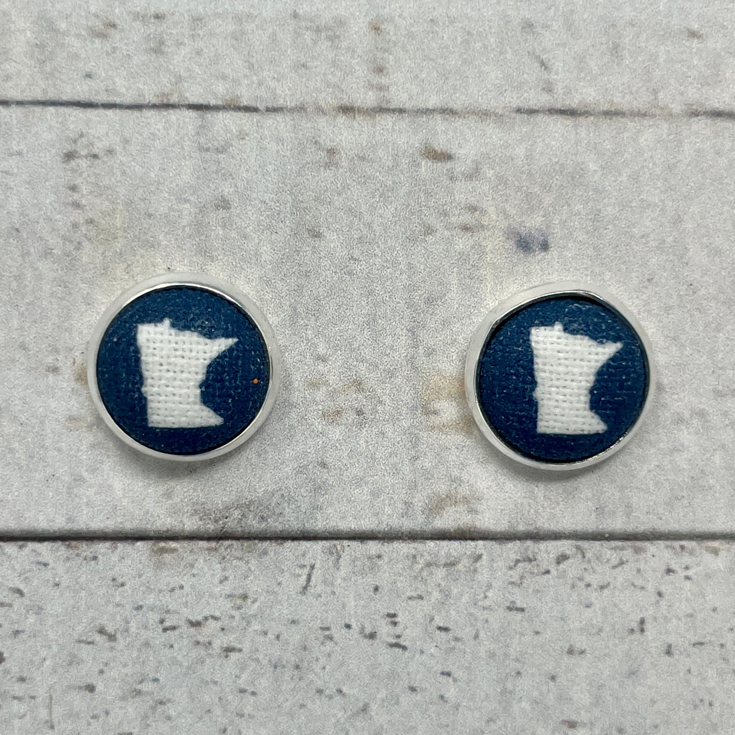 Navy Blue Minnesota Fabric Stud Earrings