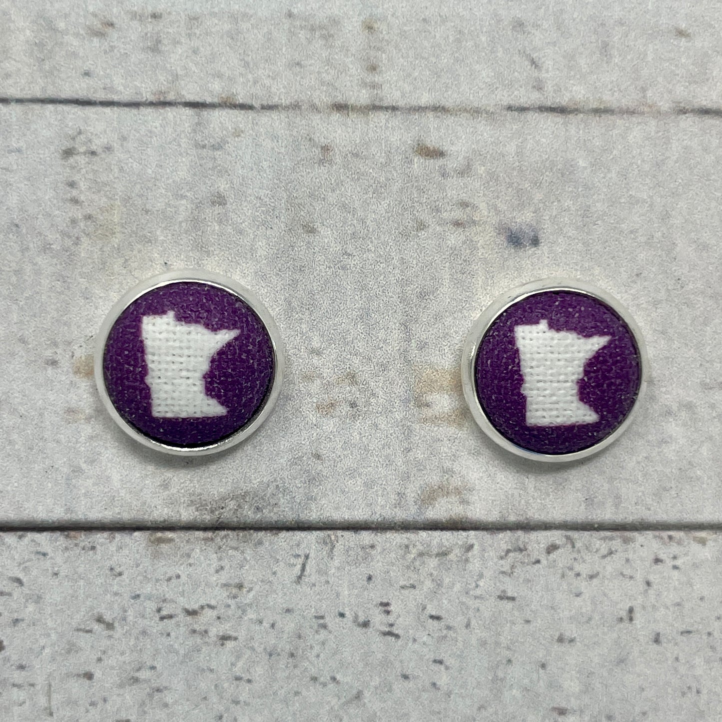 Purple Minnesota Fabric Stud Earrings