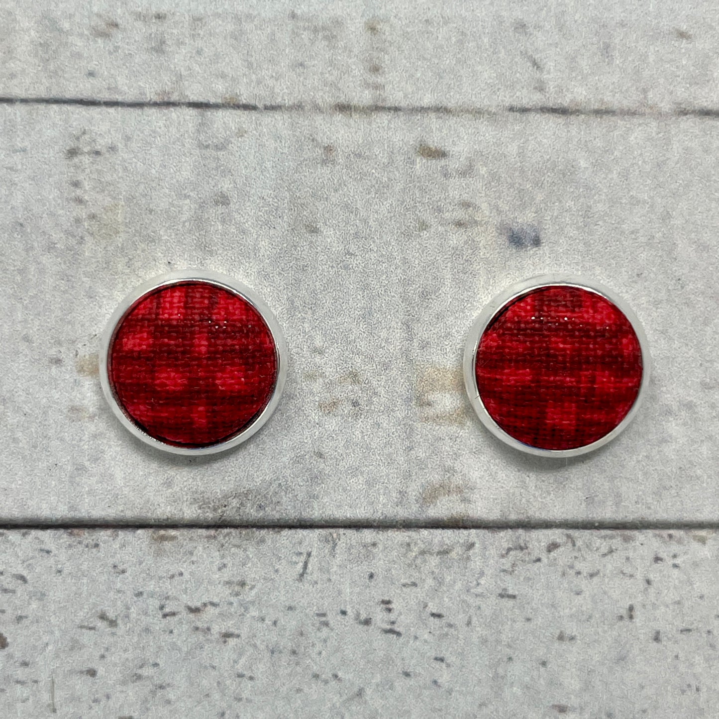 Red Brick Fabric Stud Earrings